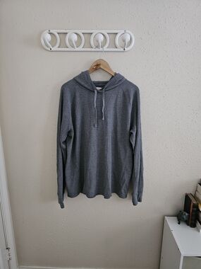 Old Navy Men's Charcoal Hooded Waffle-Knit Pullover